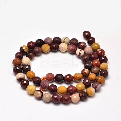 Faceted Natural Mookaite Round Bead Strands G-F266-16-6mm-1