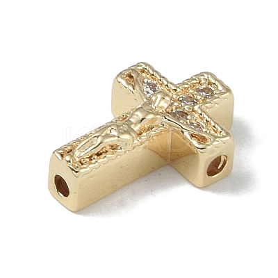 Rack Plating Brass Micro Pave Clear Cubic Zirconia Beads KK-A220-23A-G-1