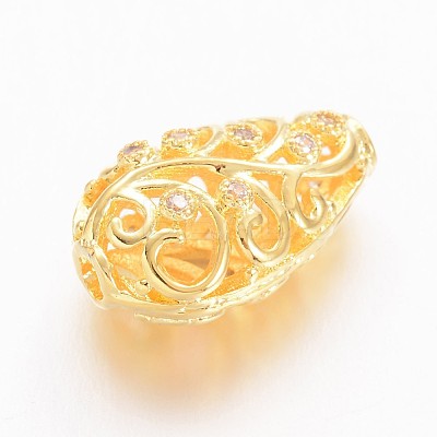 Brass Micro Pave Cubic Zirconia Beads ZIRC-K031-02G-1