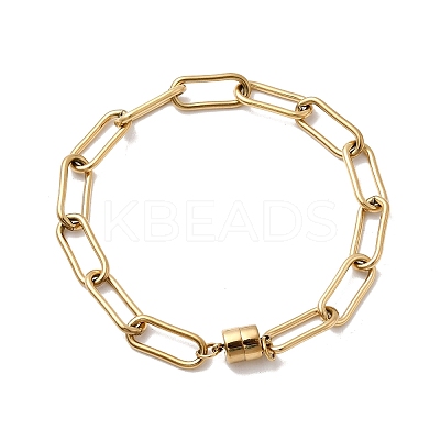 304 Stainless Steel Paperclip Chains Bracelets for Women BJEW-K237-21G-1