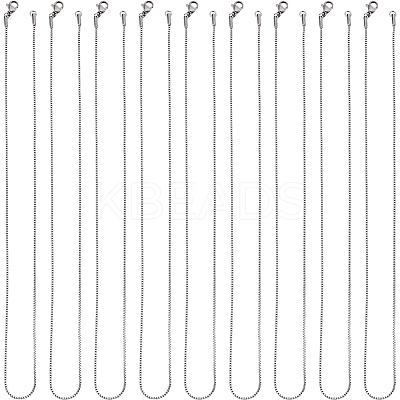 12Pcs 304 Stainless Steel Box Chain Necklaces Set NJEW-SC0001-21-1