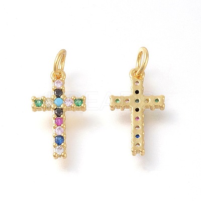 Brass Micro Pave Cubic Zirconia Pendants X-ZIRC-F106-01G-1