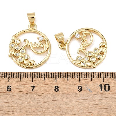 Mother's Day Brass Cubic Zirconia Pendants KK-L251-07G-02-1