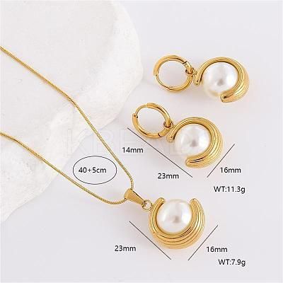 304 Stainless Steel Pendant Necklaces & Hoop Earrings Sets JP6443-3-1