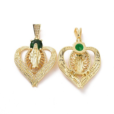 Brass Micro Pave Cubic Zirconia Pendants ZIRC-F134-25G-01-1