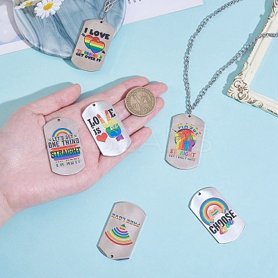 6Pcs 6 Style Pride 201 Stainless Steel Big Pendants STAS-SZ0003-10-1