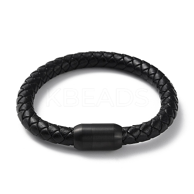 Leather Braided Round Cord Bracelet BJEW-F460-03EB-1
