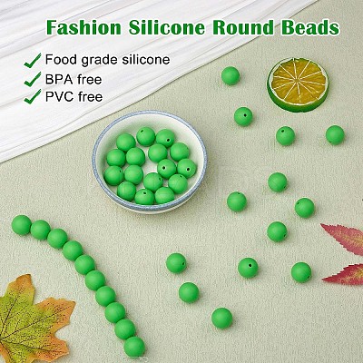 100Pcs Silicone Beads Round Rubber Bead 15MM Loose Spacer Beads for DIY Supplies Jewelry Keychain Making JX460A-1