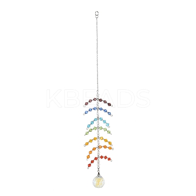 Faceted Round Glass Pendants Decoration HJEW-TA00023-1