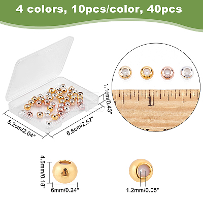 40Pcs 4 Colors Rack Plating Brass Beads KK-CA0003-29-1