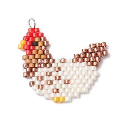 Handmade Glass Seed Beaded Pendants PALLOY-MZ00748-01-1