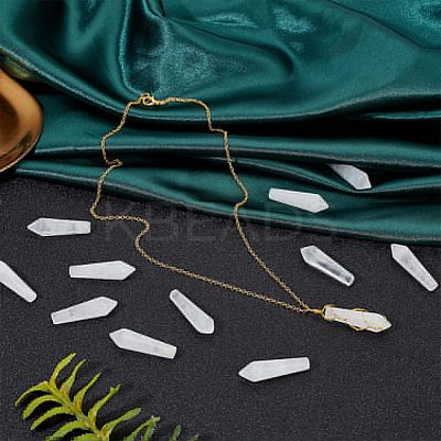 12Pcs Natural Quartz Crystal Pointed Beads G-OC0003-99-1