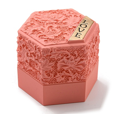 Embossed Hexagon Plastic Rings Storage Boxes LS-CON-P020-C02-1