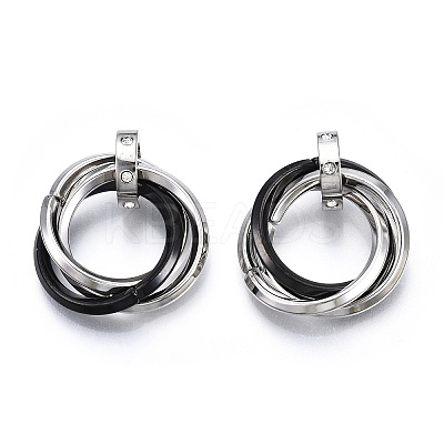 Ion Plating(IP) 201 Stainless Steel Interlocking Ring Pendants LS-STAS-N099-01B-1