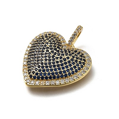 Brass Micro Pave Cubic Zirconia Pendants KK-C090-43G-02-1