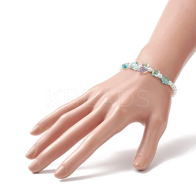 Star & Moon & Imitation Pearl Glass Beaded Stretch Bracelet for Kid BJEW-JB09265-1