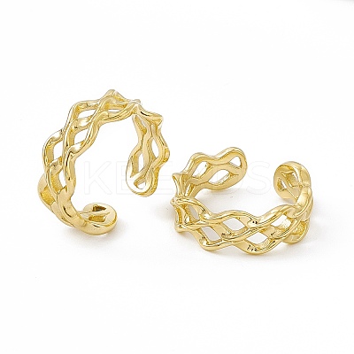 Ion Plating(IP) 304 Stainless Steel Cuff Ring for Women RJEW-C060-14G-1