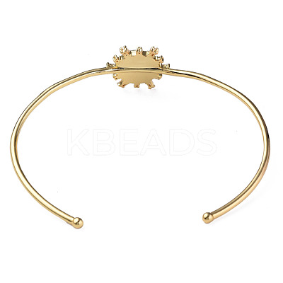 Shell Evil Eye Open Cuff Bangle with Synthetic Turquoise BJEW-N012-041-1