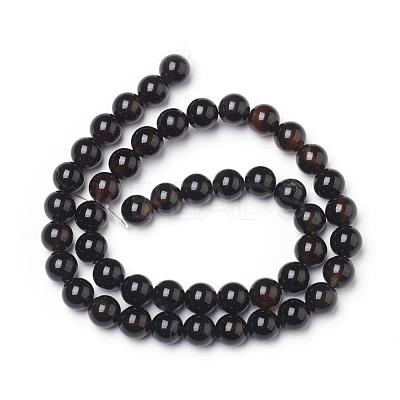 Natural Black Agate Beads Strands X-G-L555-04-8mm-1