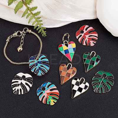 18Pcs 9 Style Rack Plating Alloy Enamel Pendants FIND-SZ0002-21-1