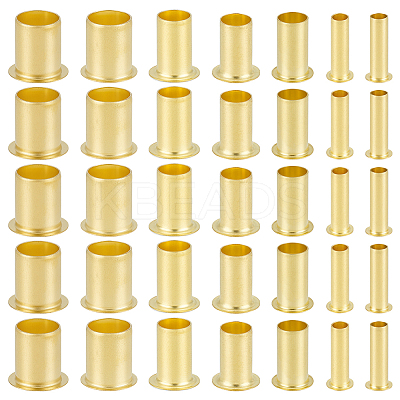 70Pcs 7 Styles Brass Column Compression Sleeves Ferrule KK-BC0015-15-1
