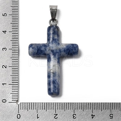 Natural Blue Spot Jasper Cross Pendants KK-D021-04I-P-1