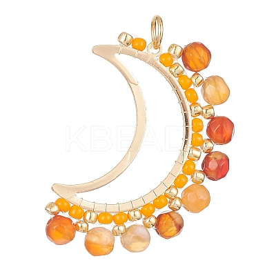 Natural Red Agate Faceted Round Pendants PALLOY-MZ00169-04-1