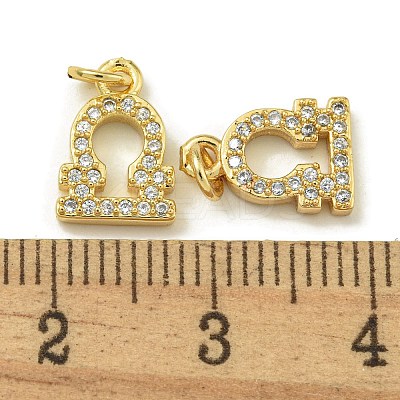 Rack Plating Brass Micro Pave Cubic Zirconia Pendants KK-K386-02C-G-1