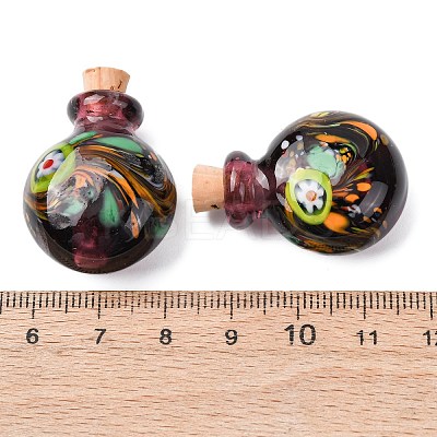 Handmade Lampwork Perfume Bottle Pendants LAMP-H072-01B-1