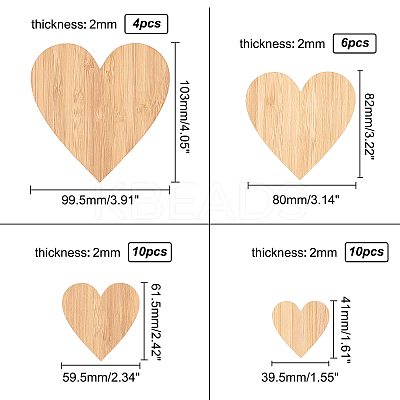 Heart Shaped Wooden Boards for Painting AJEW-OC0001-94-1