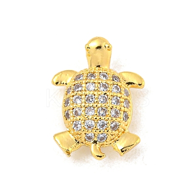 Rack Plating Brass Micro Pave Clear Cubic Zirconia Beads KK-P277-30G-1