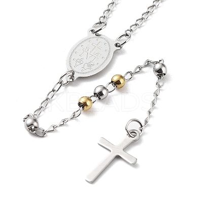Non-Tarnish 202 Stainless Steel Rosary Bead Necklaces NJEW-D060-01E-GP-1