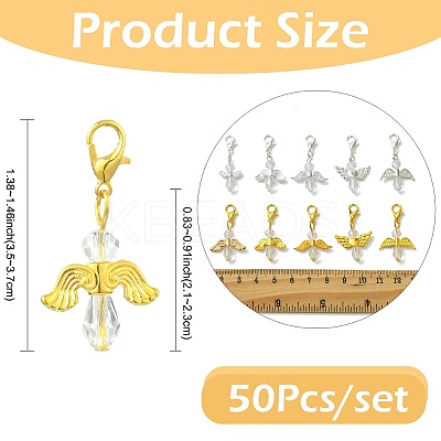 50Pcs 5 Style Glass & Alloy Pendant Decorations HJEW-FS00077-1