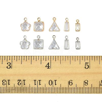 20Pcs 10 Styles Brass Pave Clear Cubic Zirconia Charms ZIRC-FS0001-03-1