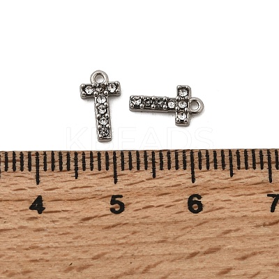 Letter 304 Stainless Steel Rhinestone Charms STAS-H240-24T-P-1