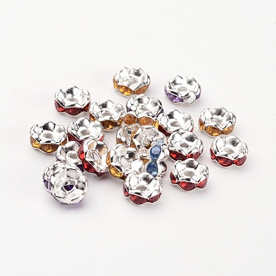 Brass Acrylic Rhinestone Spacer Beads X-RSB6mm-1