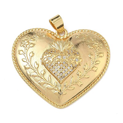 Brass Micro Pave Clear Cubic Zirconia Pendants KK-L257-16G-1