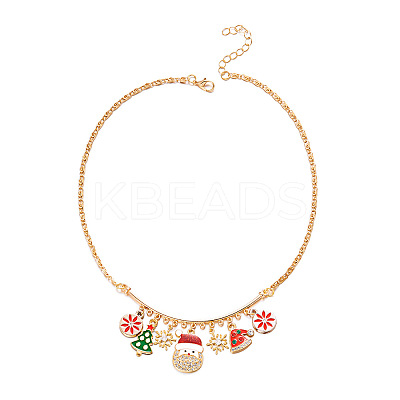 Alloy Enamel with Rhinestone Pendant Bib Necklaces FS-WGEB151-01-1