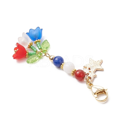 Handmade Glass Seed Beaded and Acylic Flower Pendant Decorations Sets HJEW-MZ00253-1
