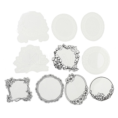 10Pcs 10 Styles Vintage Lace Waterproof PET Stickers Sets DIY-M066-05F-1