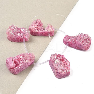 Electroplated Natural Druzy Agate Beads Strands G-N0259-04-1
