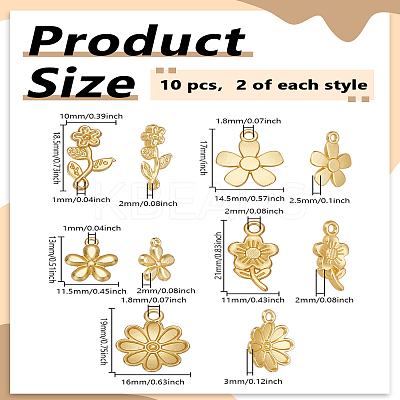 10Pcs 5 Styles Rack Plating Alloy Pendants FIND-LP0005-56-1
