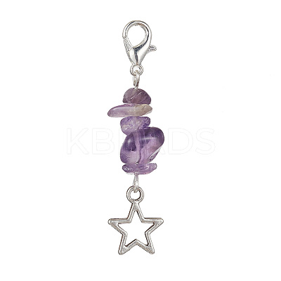 Natural & Synthetic Gemstone Chip Pendant Decoration HJEW-TA00084-1