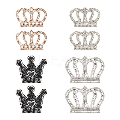 8Pcs 4 Style Crown Shape with Heart Hotfix Rhinestone DIY-FG0004-26-1