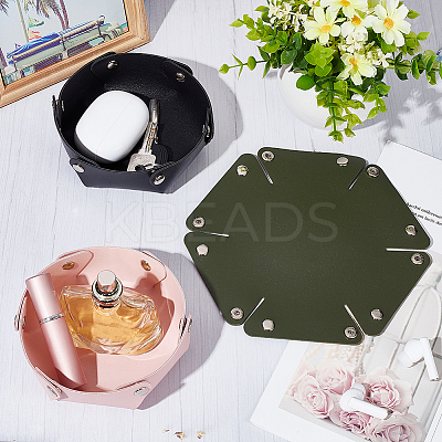 3Pcs 3 Colors PU Leather Storage Tray Box with Snap Button AJEW-WR0001-80-1