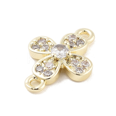 Brass Pave Clear Cubic Zirconia Flower Links Connector Charms LS-KK-Z061-02G-02-1