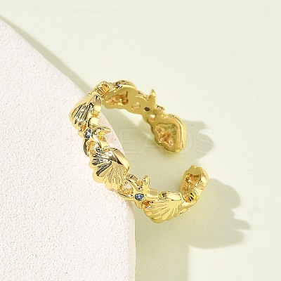 304 Stainless Steel Cubic Zirconia Cuff Open Rings for Women RJEW-Z122-02G-06-1