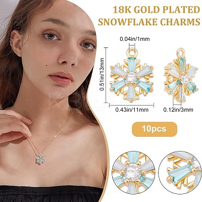 Brass Micro Pave Pale Turquoise Cubic Zirconia Charms ZIRC-BBC0001-09-1