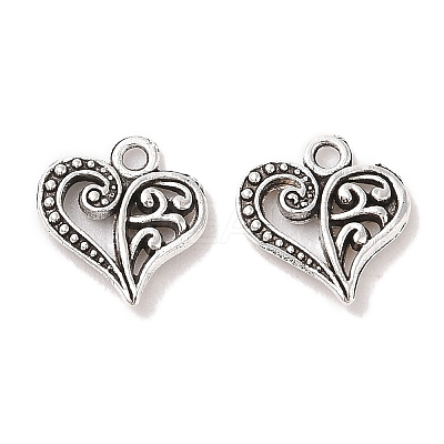Tibetan Style Filigree Alloy Heart Charms X-TIBEP-0277-AS-RS-1