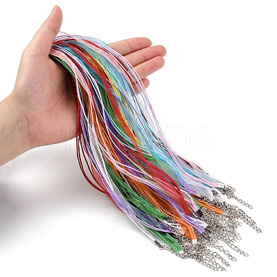 36Pcs 9 Colors Waxed Cord and Organza Ribbon Necklace Making NCOR-FS0001-03-1